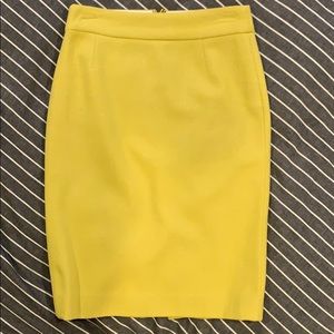 J. Crew Chartreuse Yellow Wool Blend Pencil Skirt